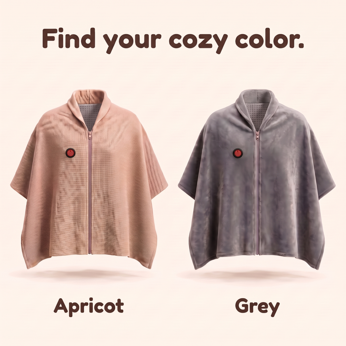 Apricot fine knit and Grey plush CozyCovers colors, red spiral controls